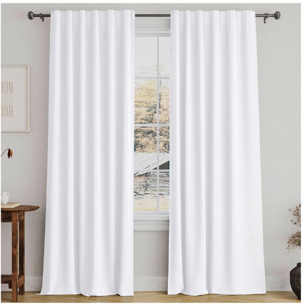 2 Panels of White curtains each Panel is 96"L x 52"W